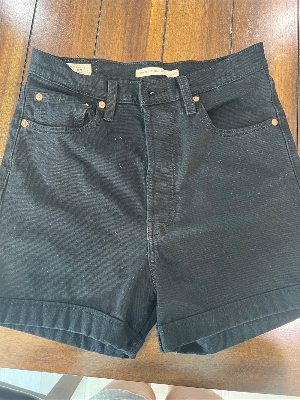 Levi's Black RIBCAGE High-Rise Denim Shorts